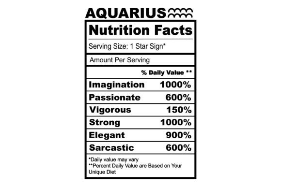 Aquarius Zodiac Nutrition Facts SVG Graphics and Crafts Review