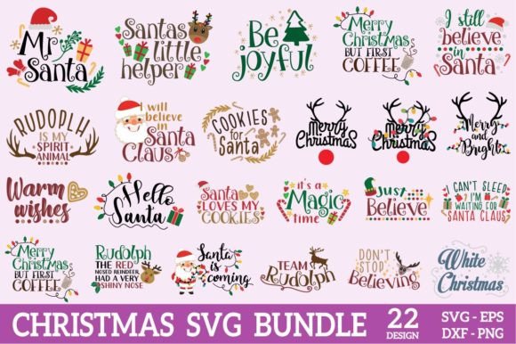Christmas SVG Bundle, Holiday PNG File Graphics and Crafts