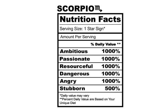 Scorpio Zodiac Nutrition Facts SVG Graphics and Crafts Review