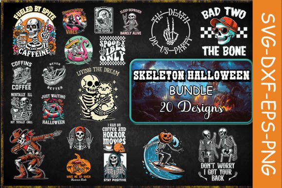 Skeleton Halloween SVG Bundle for Graphics and Crafts
