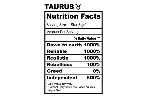 Taurus Zodiac Nutrition Facts SVG Graphics and Crafts Review