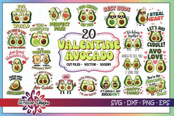 Valentine Avocado SVG Bundle for Graphics and Crafts
